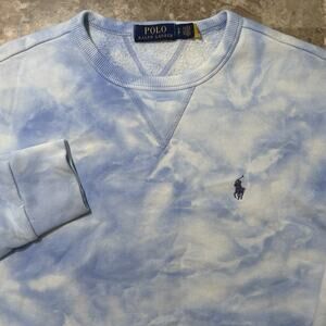 Polo Ralph Lauren Sweatshirt Mens Small Blue Tie Dye Sky Long Sleeve Crew
